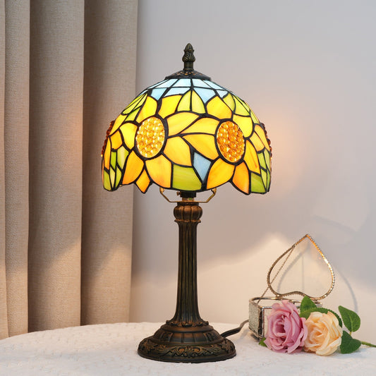 Tiffany Sunflower Table Lamp - 1-Light Resin Glass Umbrella Design for Bedroom & Living Room Lighting