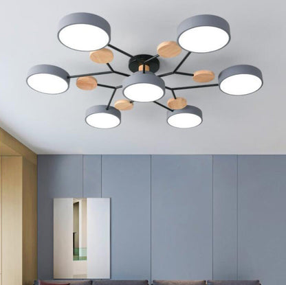 LED Semi-Flush Mount Ceiling Light - Scandinavian Round Molecule Branch Design for Living Room & Modern Spaces