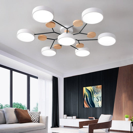 LED Semi-Flush Mount Ceiling Light - Scandinavian Round Molecule Branch Design for Living Room & Modern Spaces