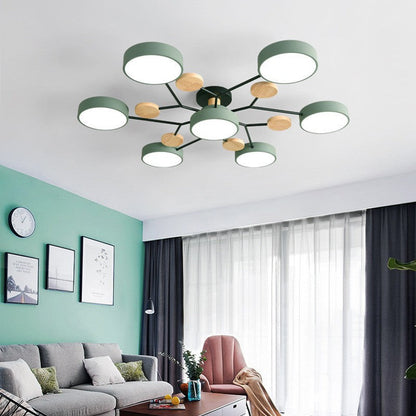 LED Semi-Flush Mount Ceiling Light - Scandinavian Round Molecule Branch Design for Living Room & Modern Spaces