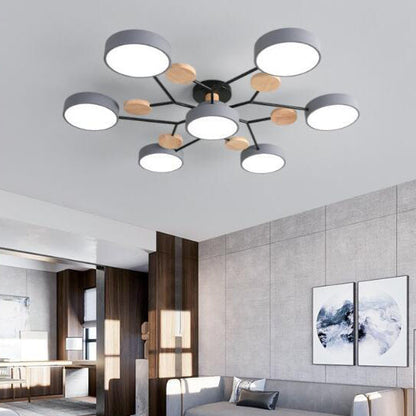 LED Semi-Flush Mount Ceiling Light - Scandinavian Round Molecule Branch Design for Living Room & Modern Spaces