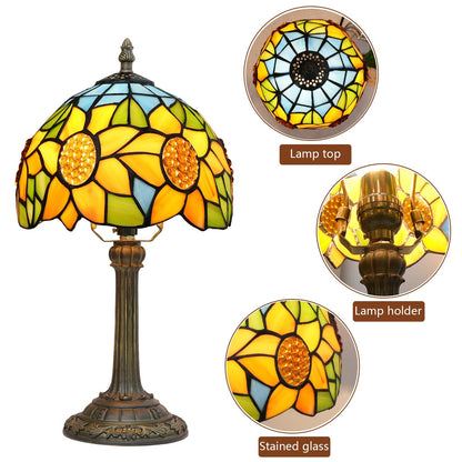 Tiffany Sunflower Table Lamp - 1-Light Resin Glass Umbrella Design for Bedroom & Living Room Lighting