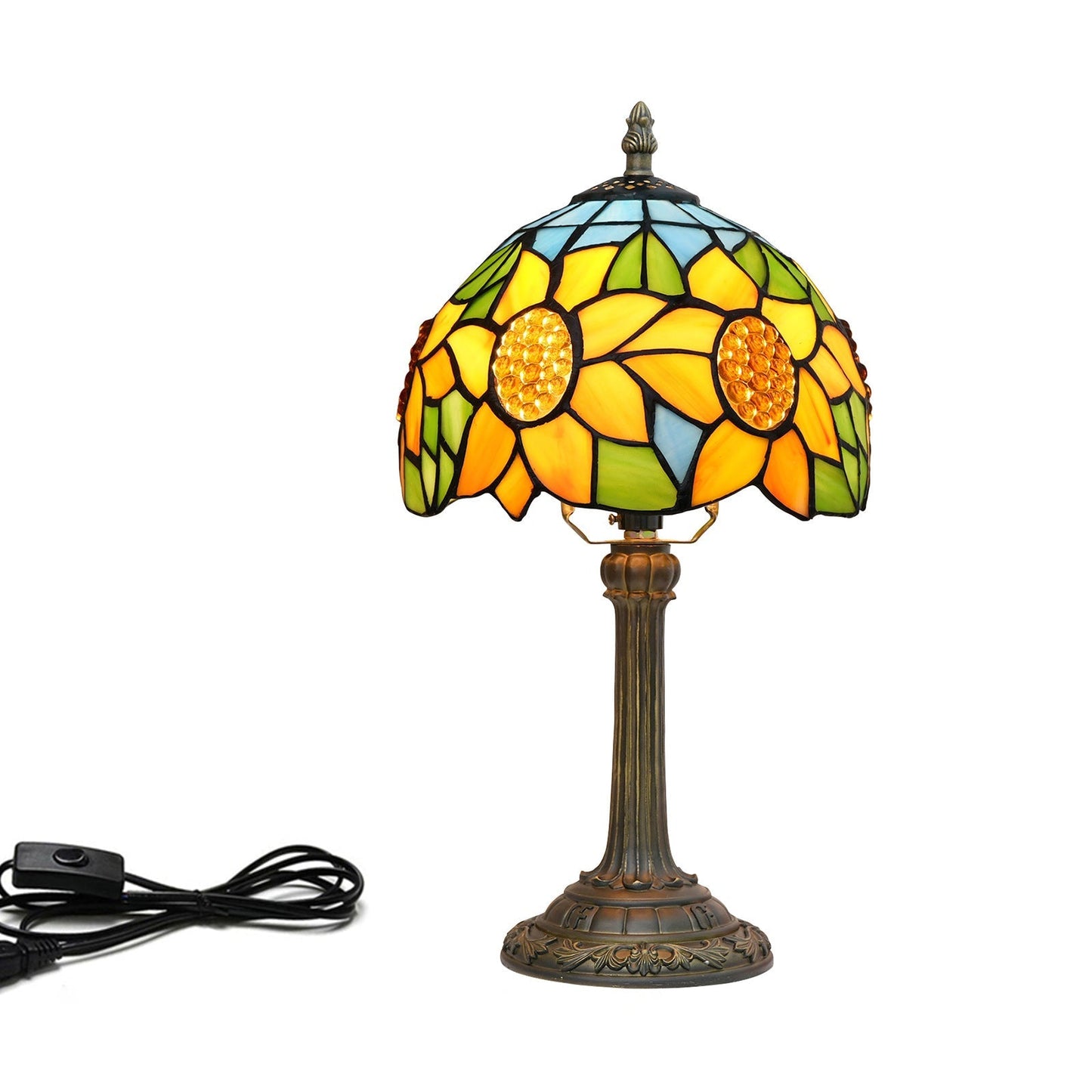 Tiffany Sunflower Table Lamp - 1-Light Resin Glass Umbrella Design for Bedroom & Living Room Lighting