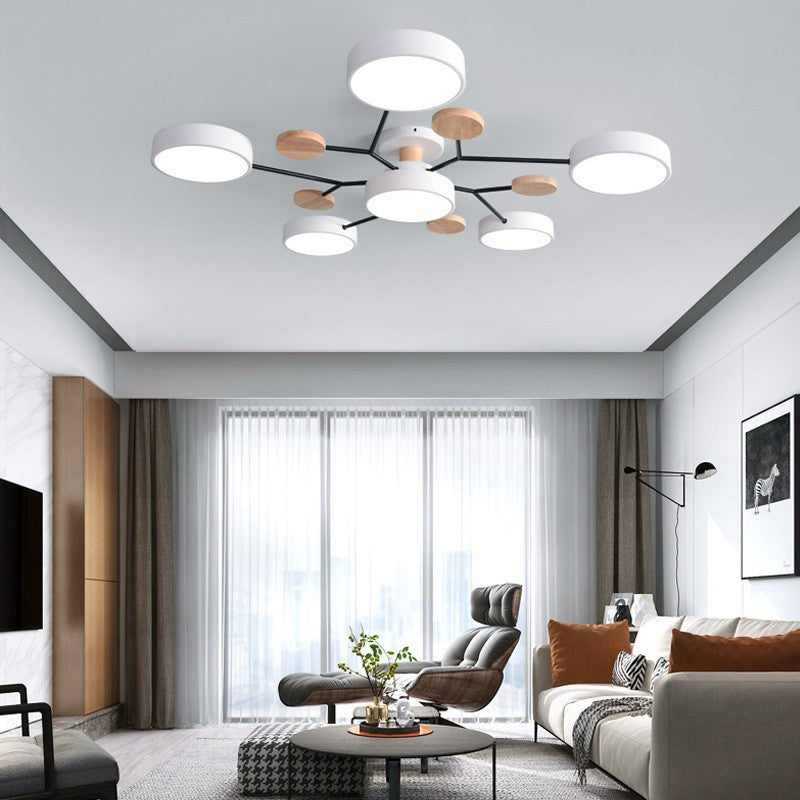 LED Semi-Flush Mount Ceiling Light - Scandinavian Round Molecule Branch Design for Living Room & Modern Spaces