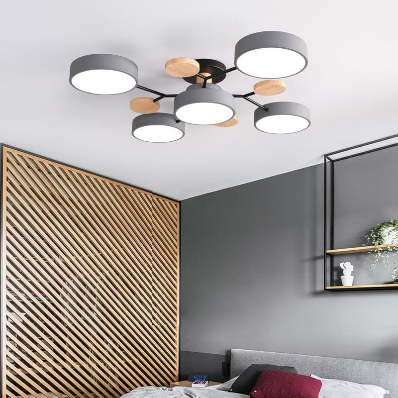 LED Semi-Flush Mount Ceiling Light - Scandinavian Round Molecule Branch Design for Living Room & Modern Spaces