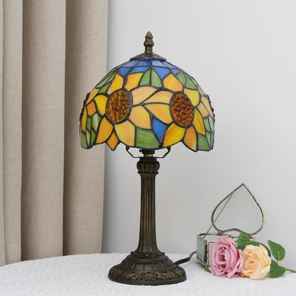 Tiffany Sunflower Table Lamp - 1-Light Resin Glass Umbrella Design for Bedroom & Living Room Lighting