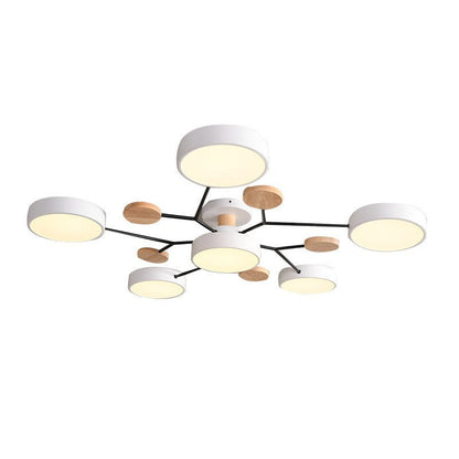 LED Semi-Flush Mount Ceiling Light - Scandinavian Round Molecule Branch Design for Living Room & Modern Spaces