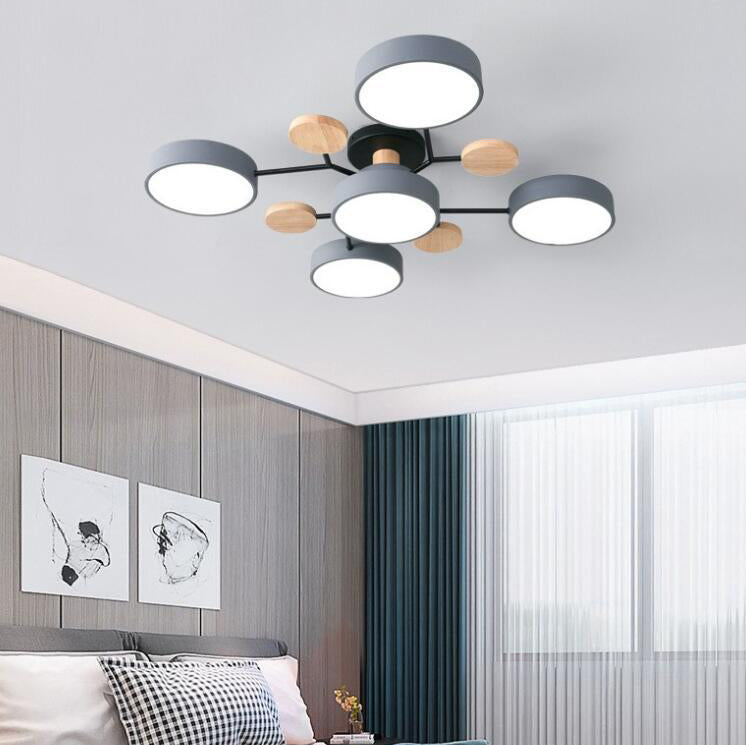 LED Semi-Flush Mount Ceiling Light - Scandinavian Round Molecule Branch Design for Living Room & Modern Spaces