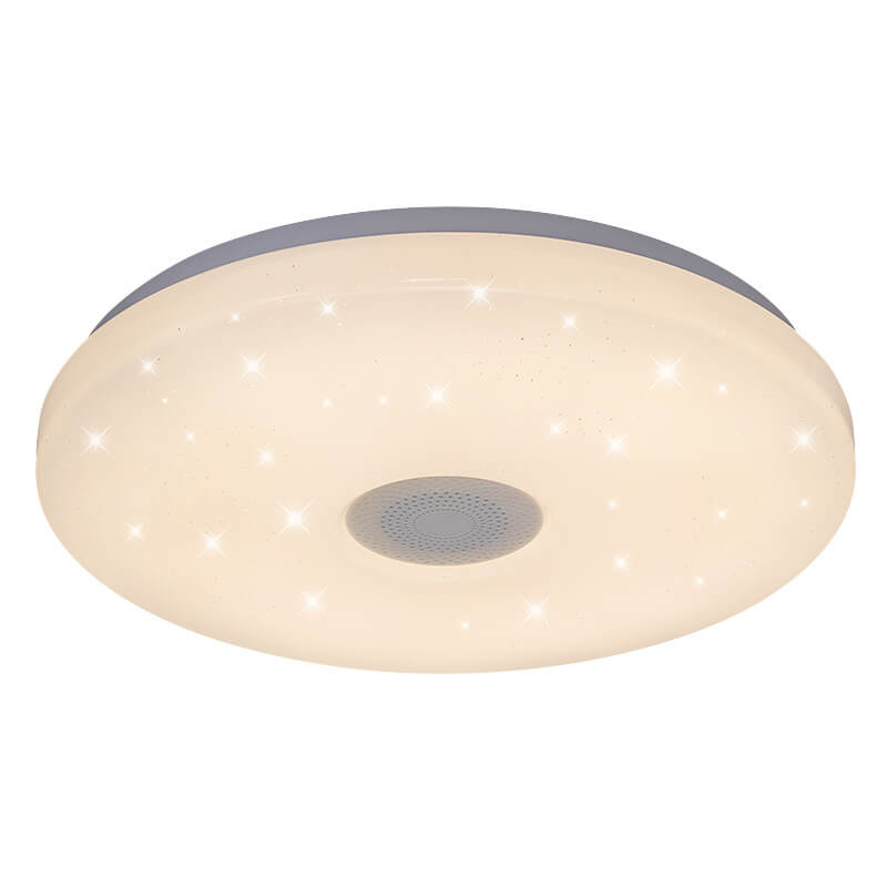 LED Flush Mount Ceiling Light with Bluetooth Speaker & Remote Control - Smart Dimmable Fixture for Living Room & Bedroom