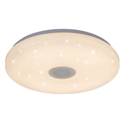 LED Flush Mount Ceiling Light with Bluetooth Speaker & Remote Control - Smart Dimmable Fixture for Living Room & Bedroom