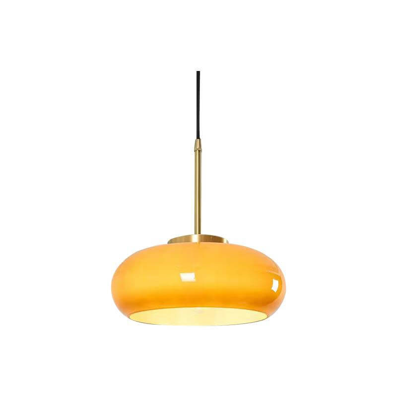 LED Pendant Light Fixture - Modern Retro Round Glass with Electroplated Copper Finish - Ideal for Kitchen & Dining Room Lighting