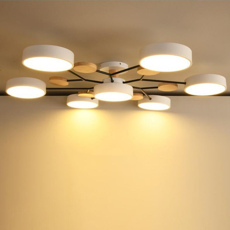 LED Semi-Flush Mount Ceiling Light - Scandinavian Round Molecule Branch Design for Living Room & Modern Spaces