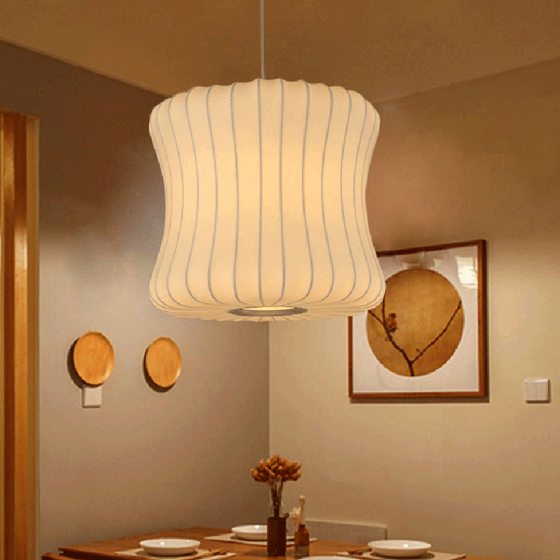 Vintage LED Silk Lantern Pendant Light | Adjustable Height, Sloped Ceiling Friendly & Ideal for Living Rooms and Dining Areas