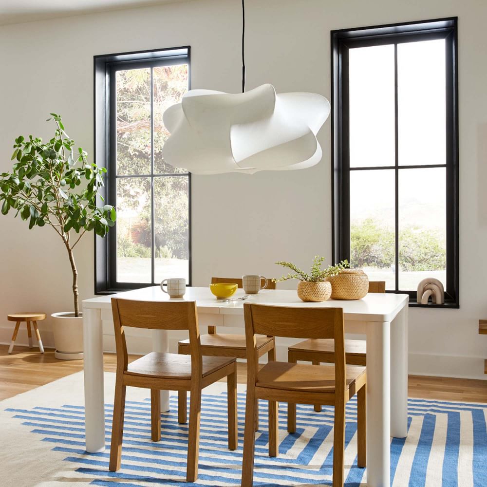 Cocoon-Style Pendant Light | Silk & Iron, Adjustable Height for Dining Room & Living Room