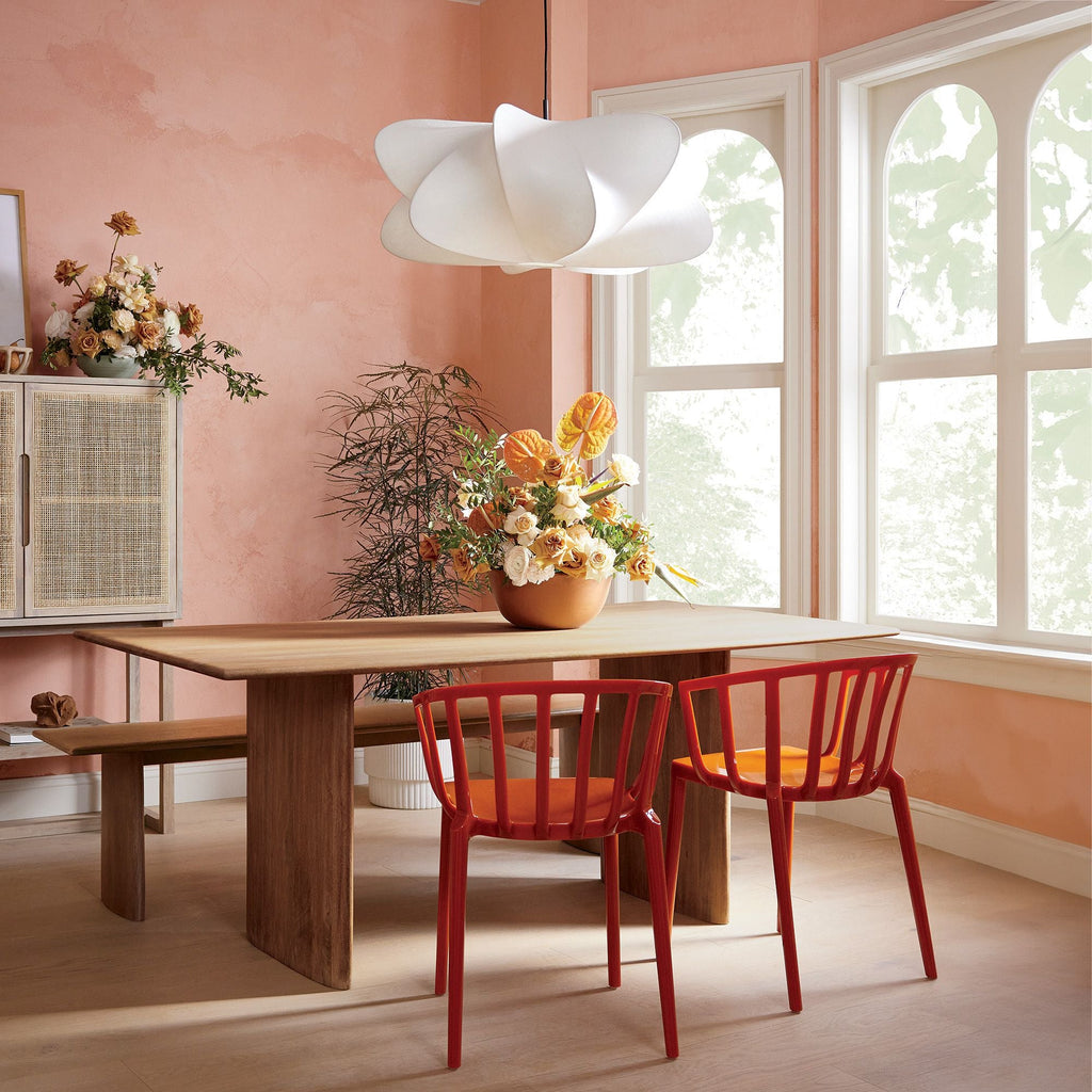 Cocoon-Style Pendant Light | Silk & Iron, Adjustable Height for Dining Room & Living Room