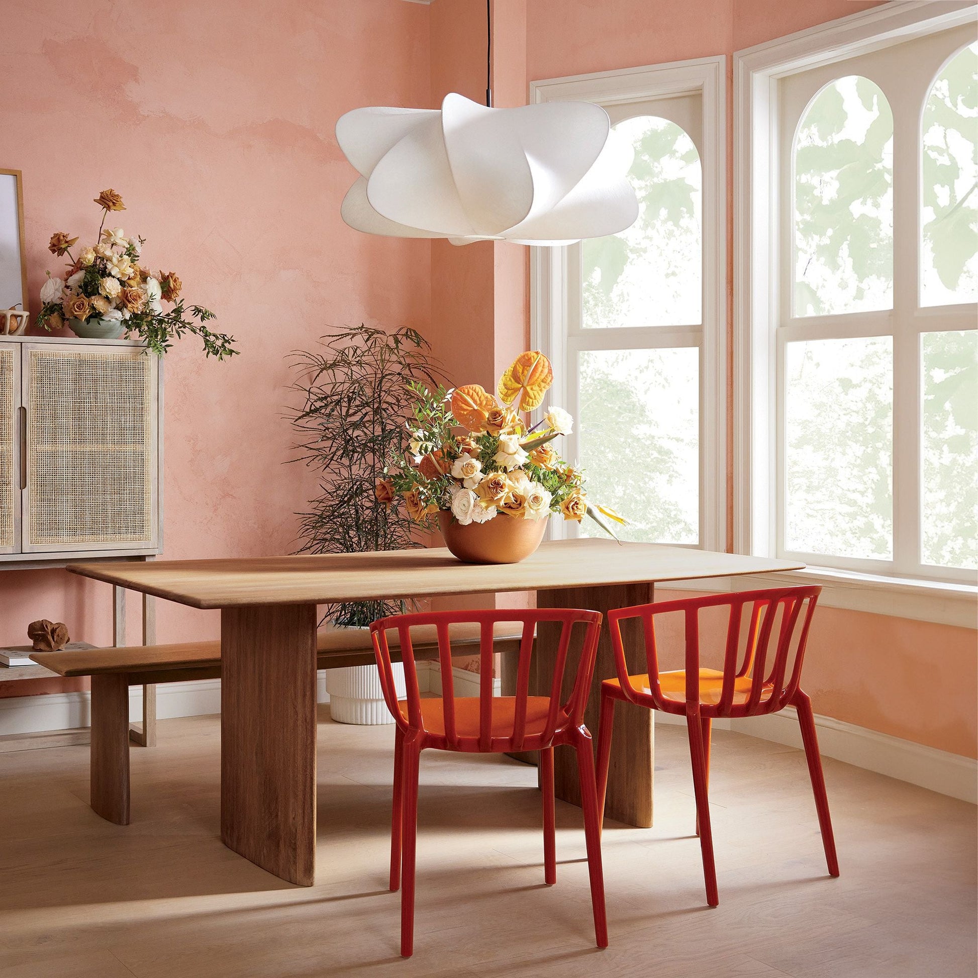 Cocoon-Style Pendant Light | Silk & Iron, Adjustable Height for Dining Room & Living Room