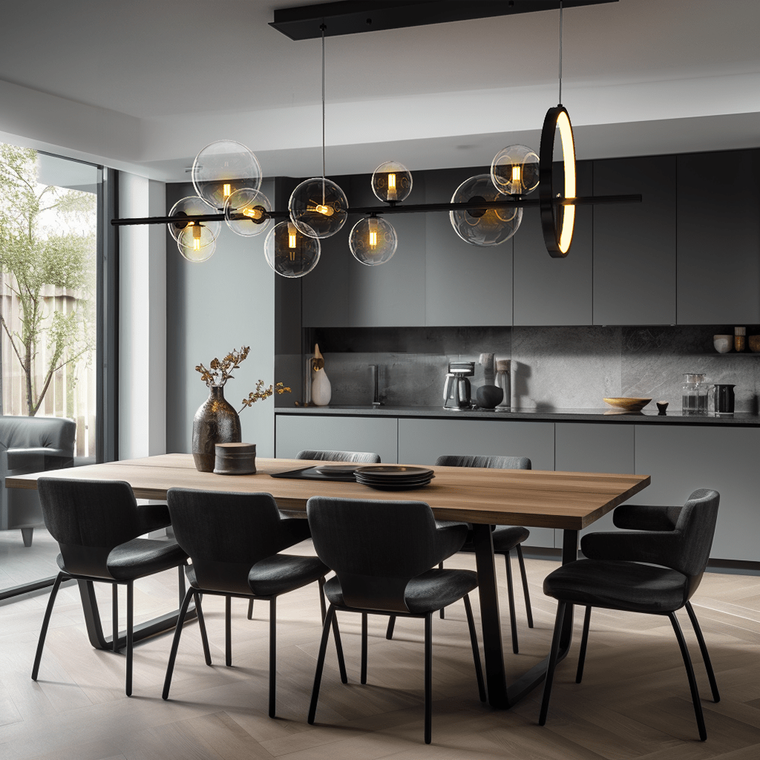 Bailey Nordic Minimalist Chandelier – Handmade Metal & Glass LED Lighting Fixture for Living & Dining Rooms