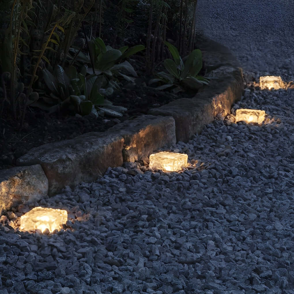 LED Solar Outdoor Step Lights - 2V Mount-Free Colorful Modern Ice Cube Design for Pathway & Garden Lighting