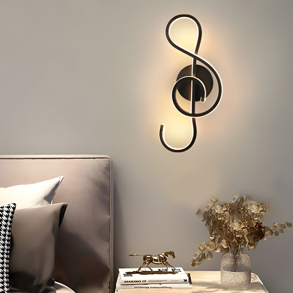 LED Musical Note Wall Sconce Light Fixture - Electroplated Modern Design for Living Room & Bedroom Decor