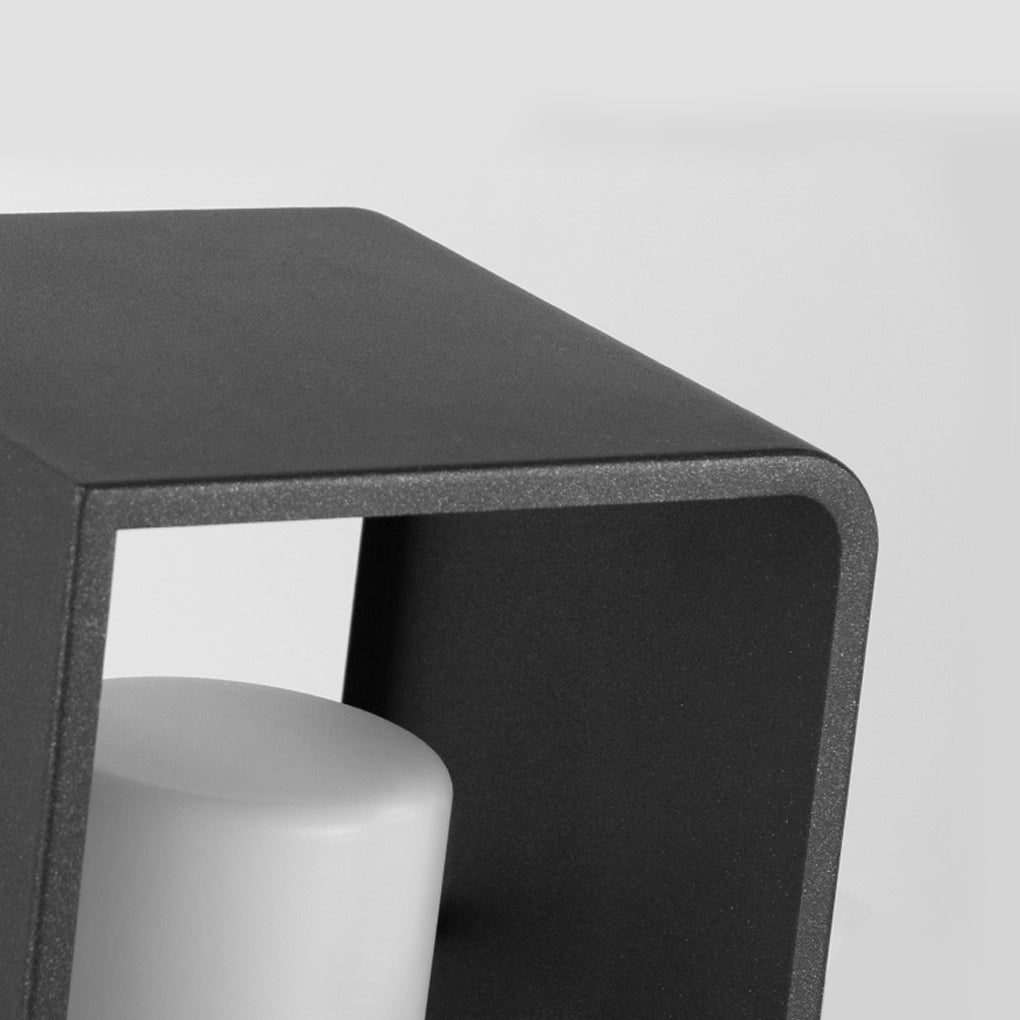 Waterproof Black Rectangular Solar Outdoor Lanterns for Modern Gardens & Patios