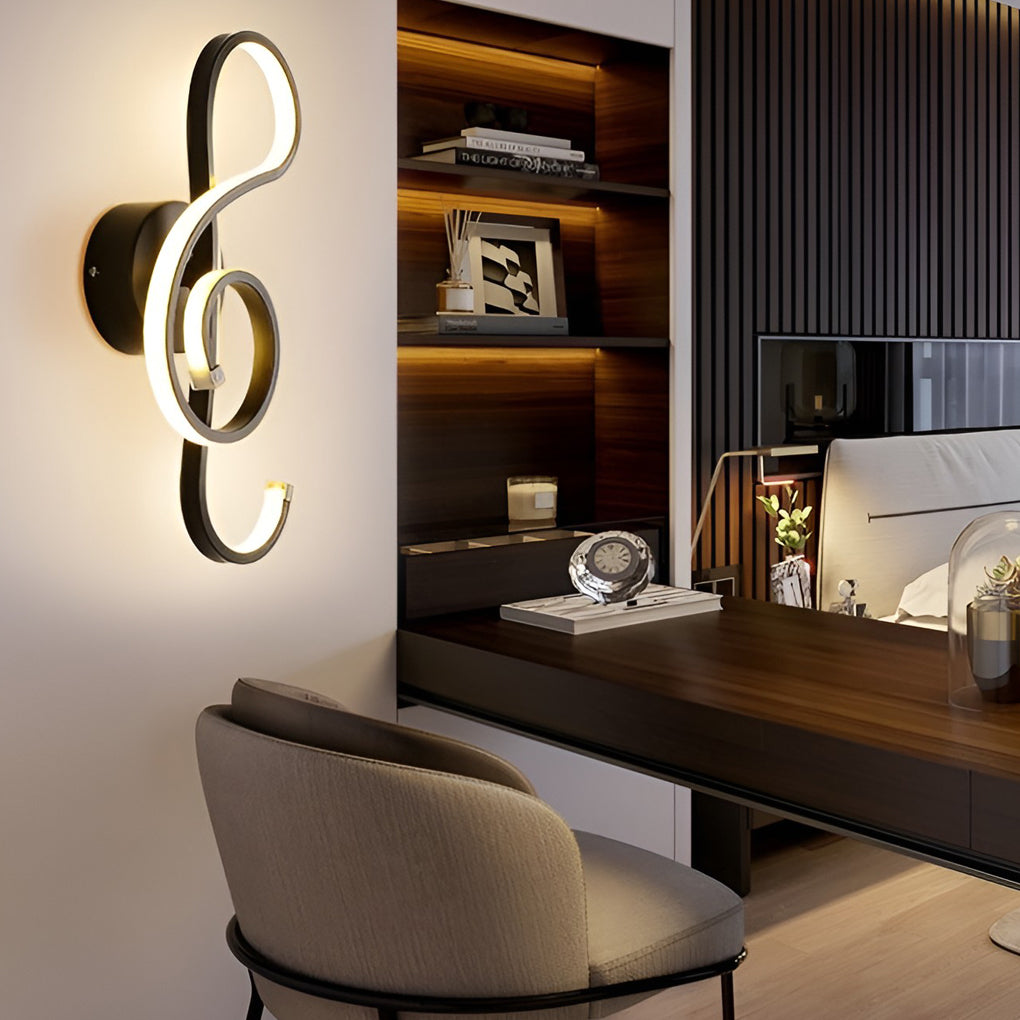 LED Musical Note Wall Sconce Light Fixture - Electroplated Modern Design for Living Room & Bedroom Decor