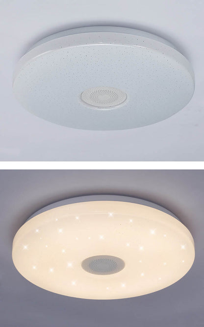 LED Flush Mount Ceiling Light with Bluetooth Speaker & Remote Control - Smart Dimmable Fixture for Living Room & Bedroom