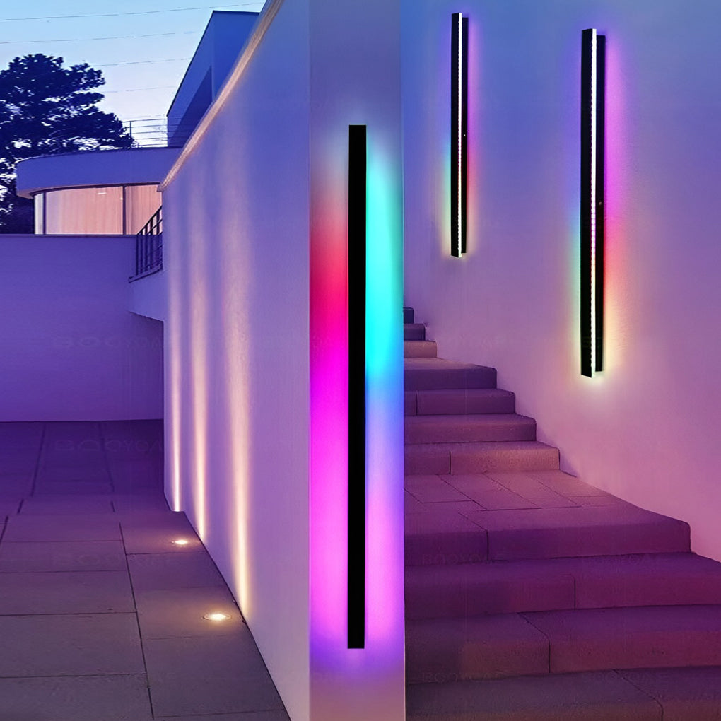 Elevate Ambiance Wall Outdoor Lights: Sleek LED Design for Exterior Brilliance Stylish Black Long Strip Wall Lights for Enhanced Exterior Illumination