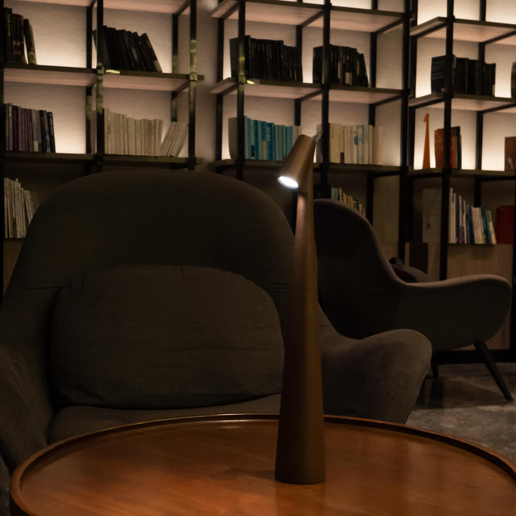 Sculpting Table Lamp with Adjustable Shade - Modern Design for Home Office & Living Room Lighting