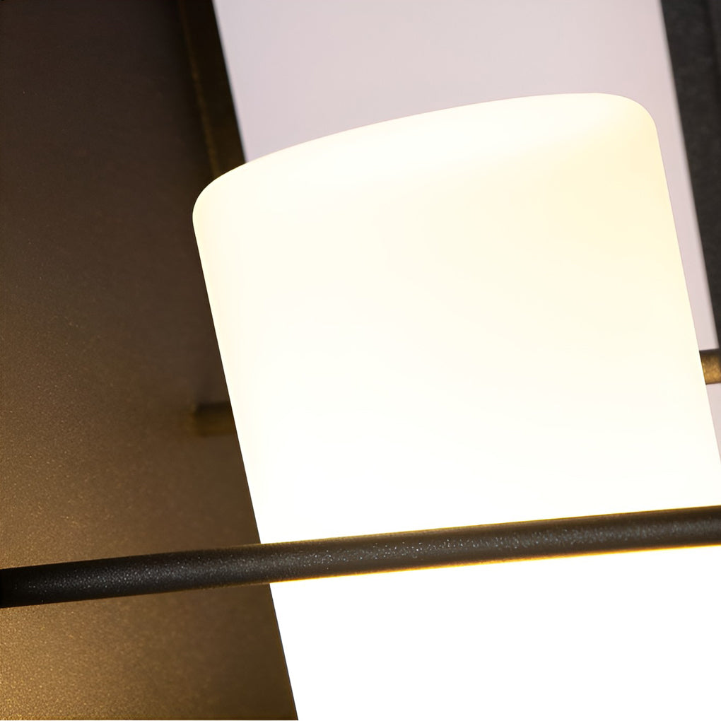 Waterproof Black Rectangular Solar Outdoor Lanterns for Modern Gardens & Patios