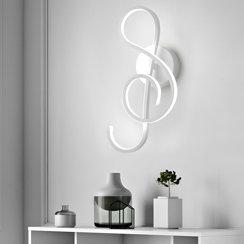 LED Musical Note Wall Sconce Light Fixture - Electroplated Modern Design for Living Room & Bedroom Decor