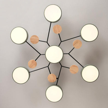 LED Semi-Flush Mount Ceiling Light - Scandinavian Round Molecule Branch Design for Living Room & Modern Spaces