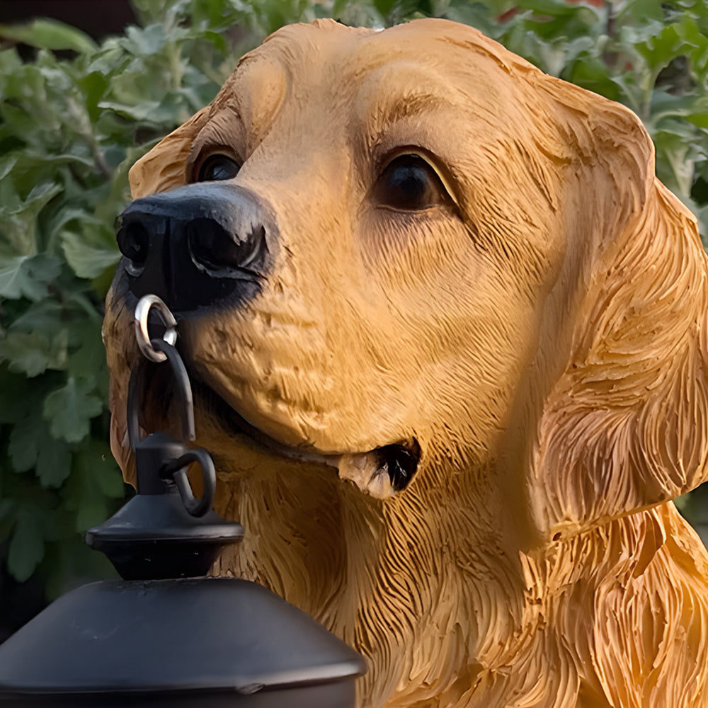 Resin Dog Statue with Solar Lantern - Outdoor Garden Decor Light, Perfect Rottweiler Gift Ideas Garden Statue Golden Retriever with Solar Lantern