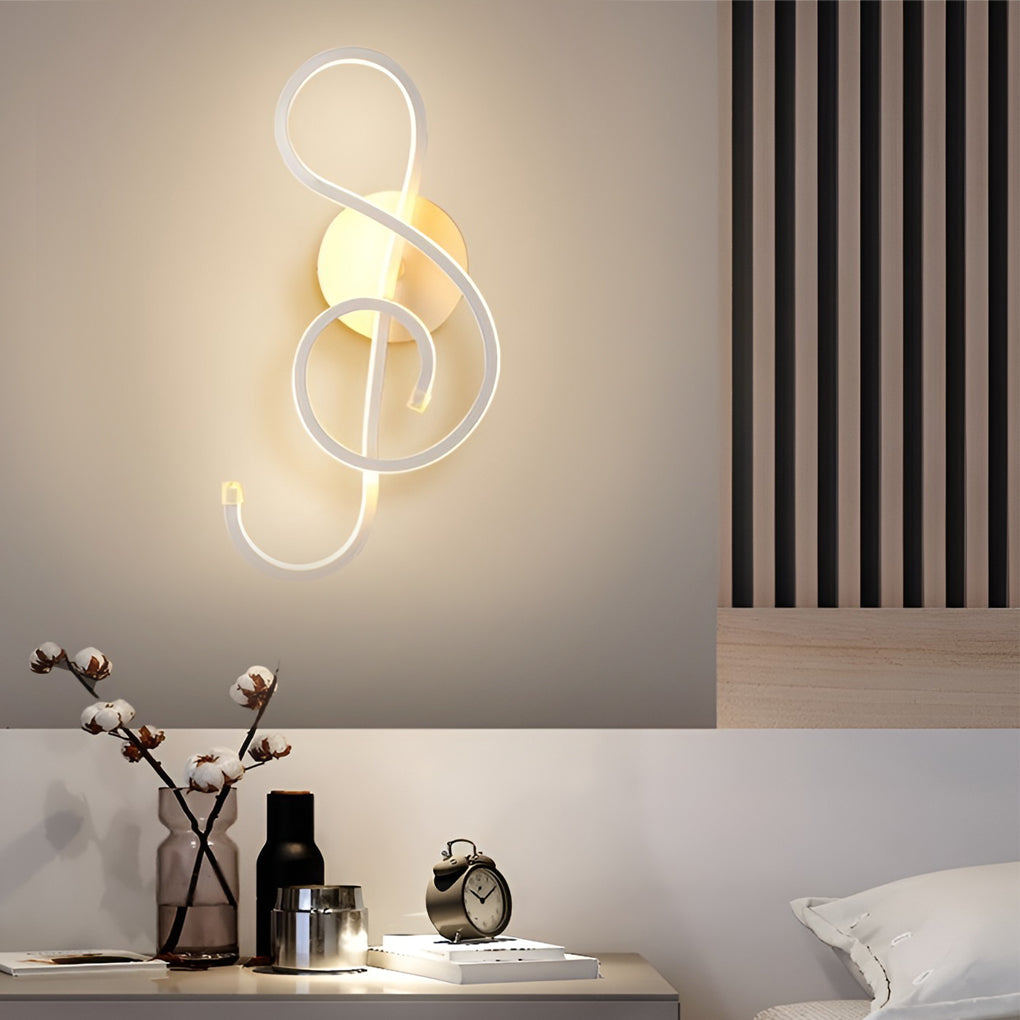 LED Musical Note Wall Sconce Light Fixture - Electroplated Modern Design for Living Room & Bedroom Decor