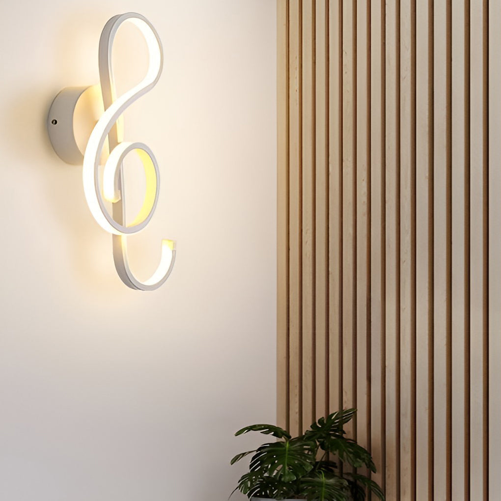 LED Musical Note Wall Sconce Light Fixture - Electroplated Modern Design for Living Room & Bedroom Decor