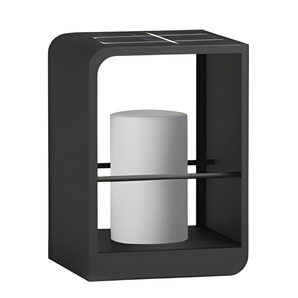 Waterproof Black Rectangular Solar Outdoor Lanterns for Modern Gardens & Patios
