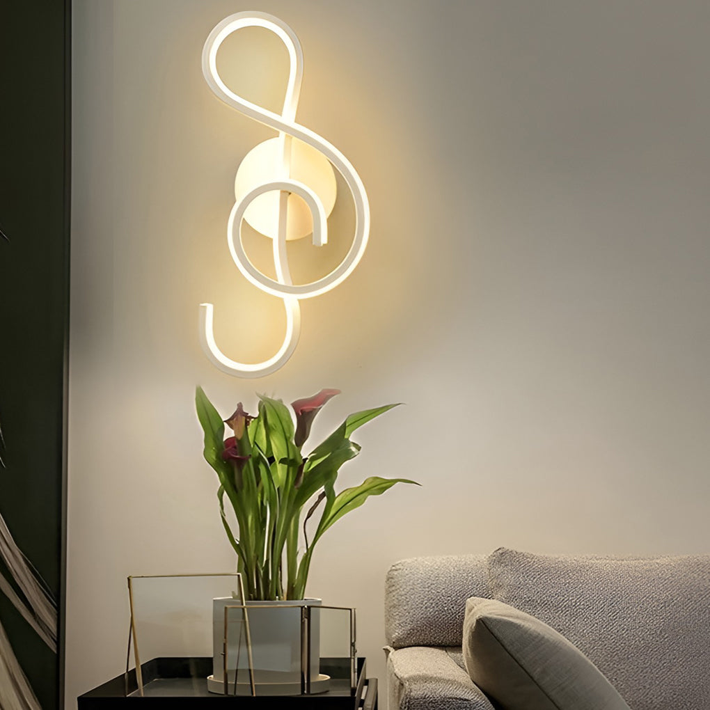 LED Musical Note Wall Sconce Light Fixture - Electroplated Modern Design for Living Room & Bedroom Decor