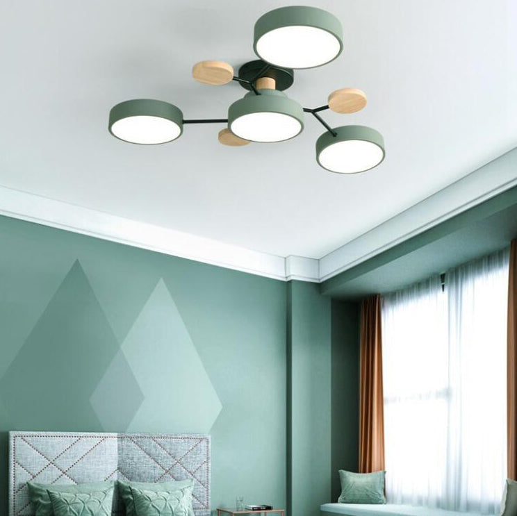 LED Semi-Flush Mount Ceiling Light - Scandinavian Round Molecule Branch Design for Living Room & Modern Spaces