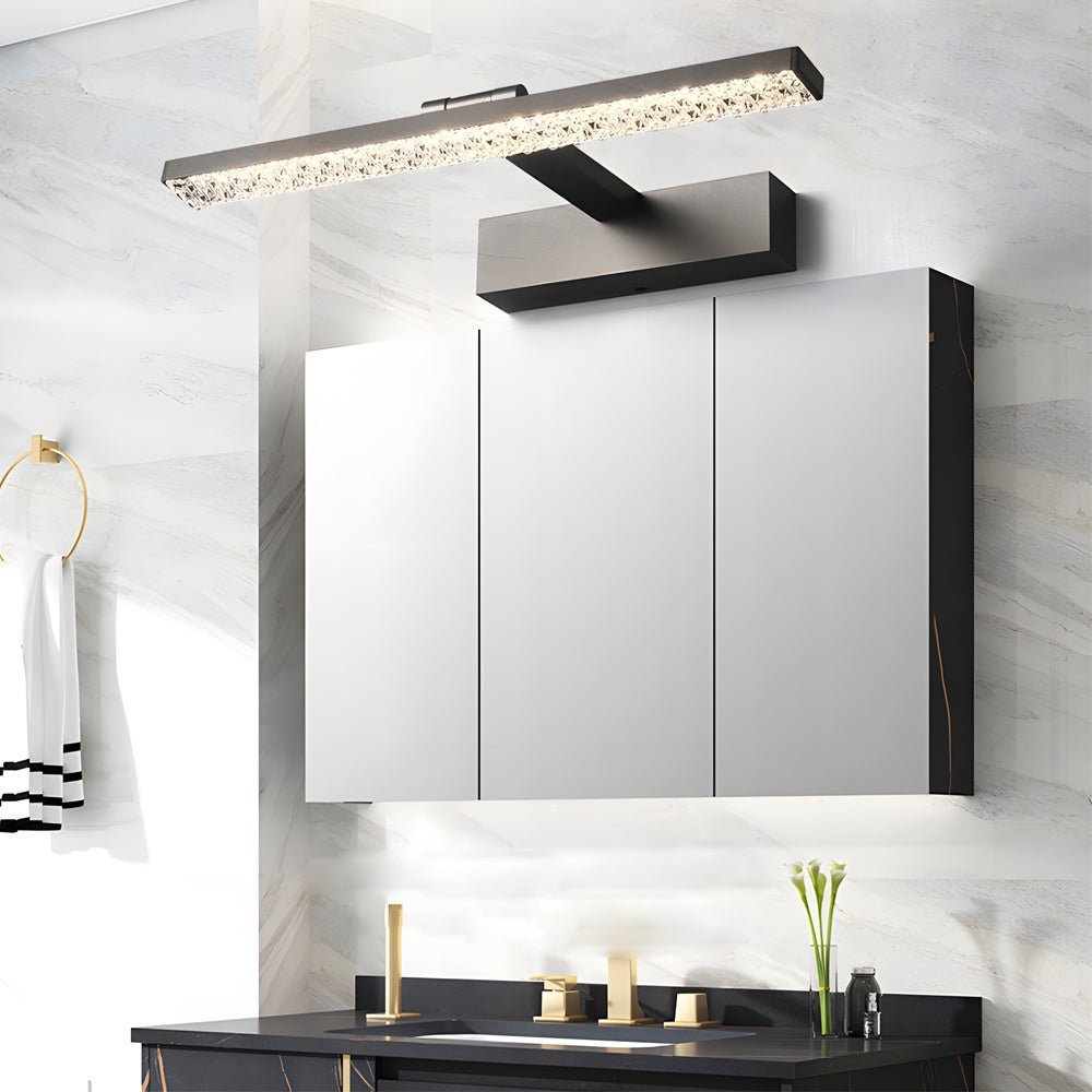 LED Bathroom Vanity Light - 160° Adjustable Dimmable Fixture with Crystal Acrylic Shade for Modern Bathrooms