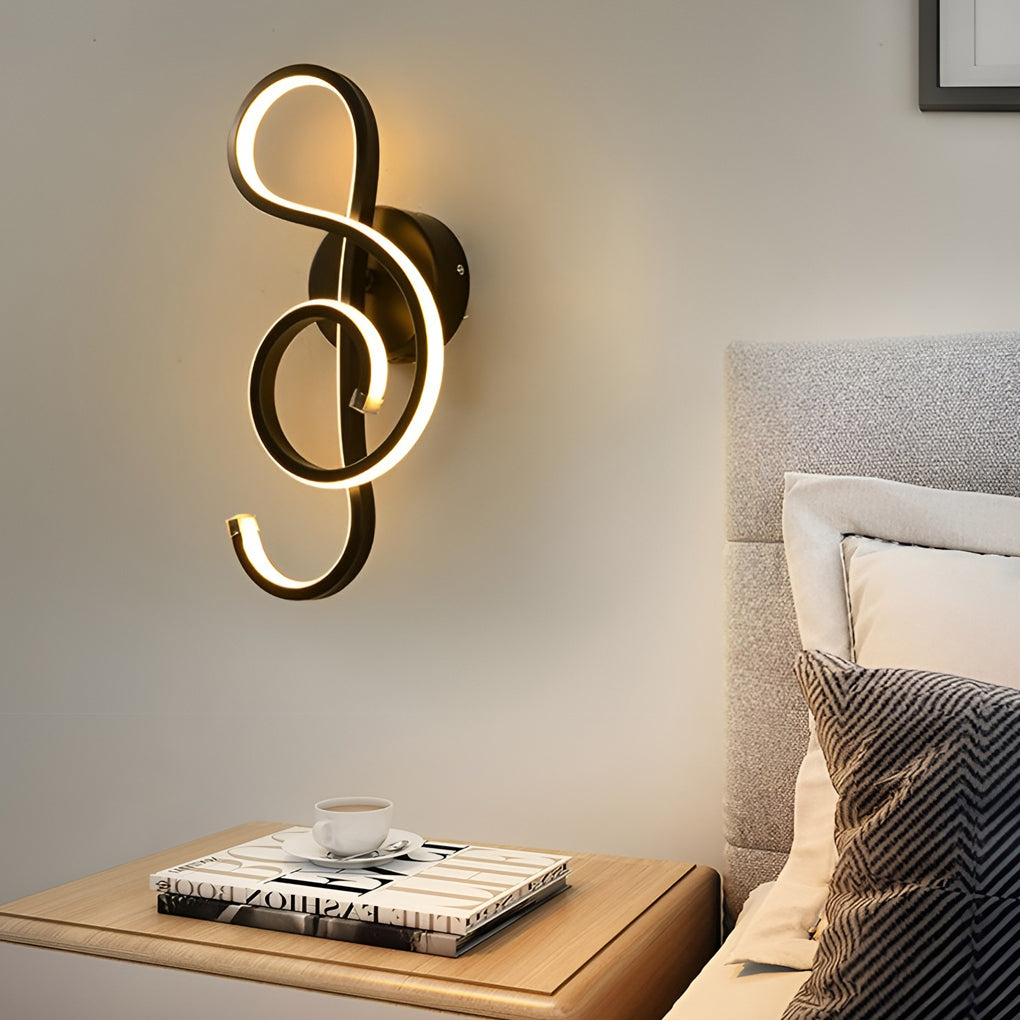 LED Musical Note Wall Sconce Light Fixture - Electroplated Modern Design for Living Room & Bedroom Decor