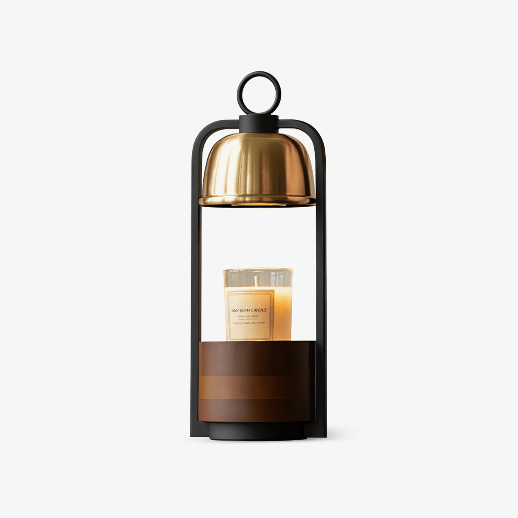 Candle Warmer Lamp | Halogen Light, Stylish Brass & Wood Design for Indoor Relaxation