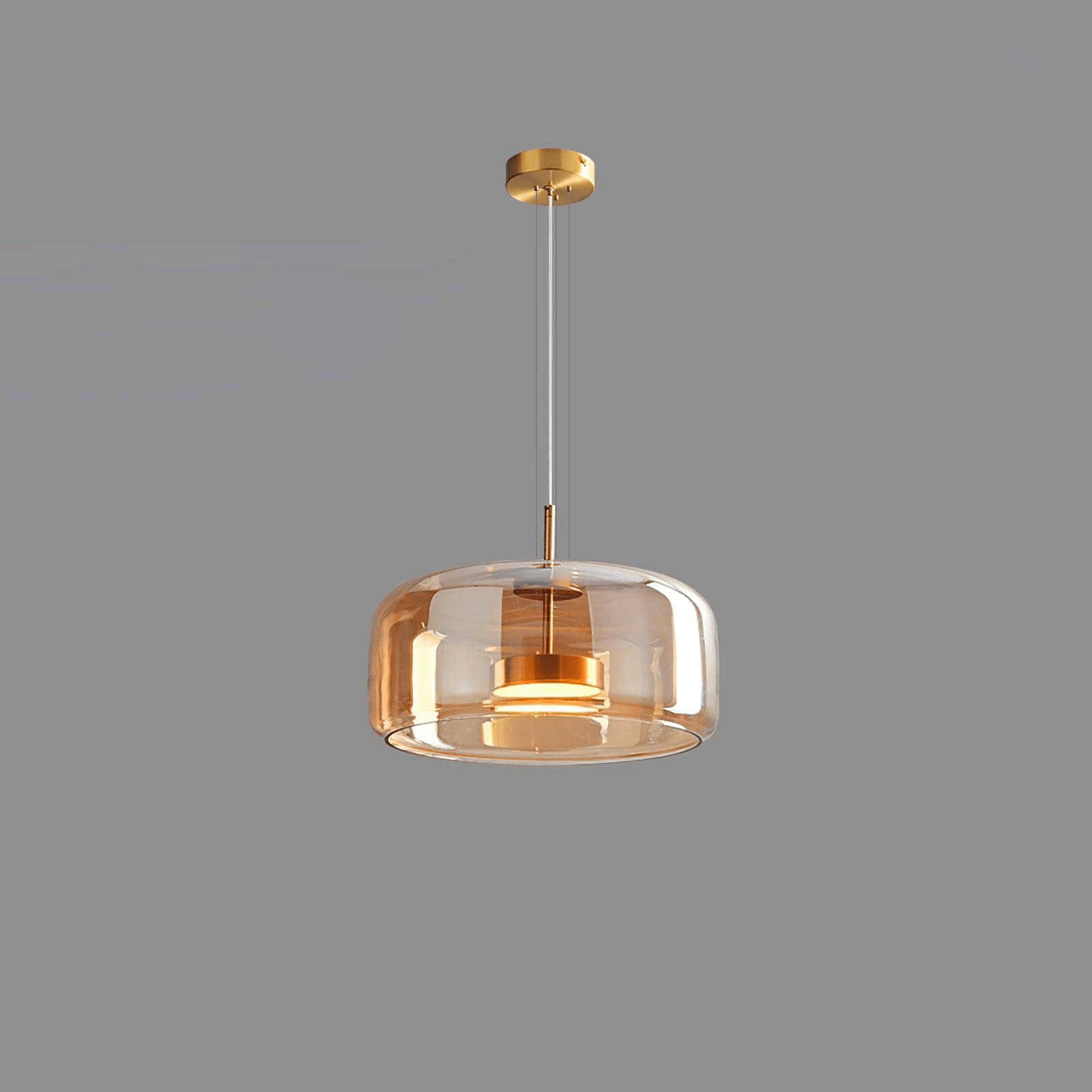 Glass Pendant Lamp | Hand-Blown Smoked Dome with Metal Accents for Modern Home Decor