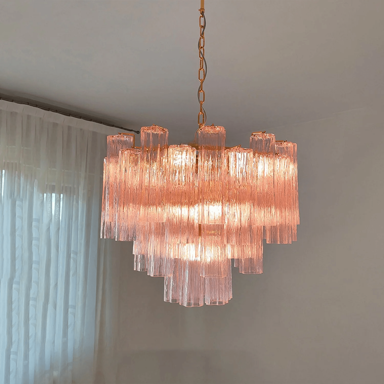 Murano Tubes Chandelier | Hand-Blown Glass, Customizable Size & Finish for Dining Room or Bedroom
