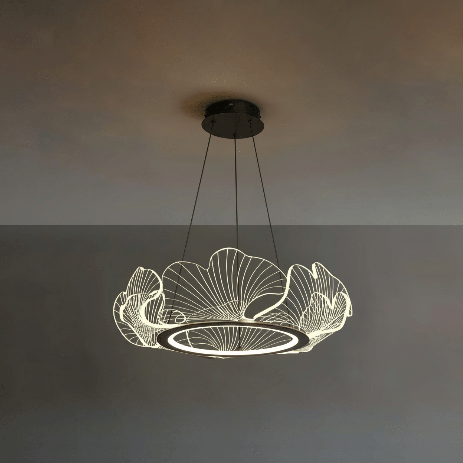 Leaf-Shaped LED Chandelier | Gold Finish, Dimmable & Ideal for Living Room or Kitchen