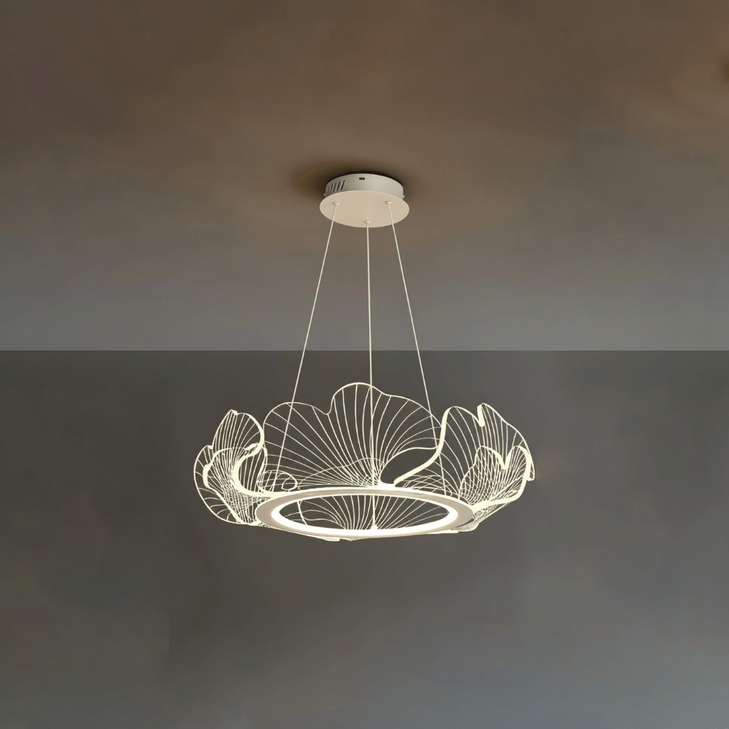 Leaf-Shaped LED Chandelier | Gold Finish, Dimmable & Ideal for Living Room or Kitchen