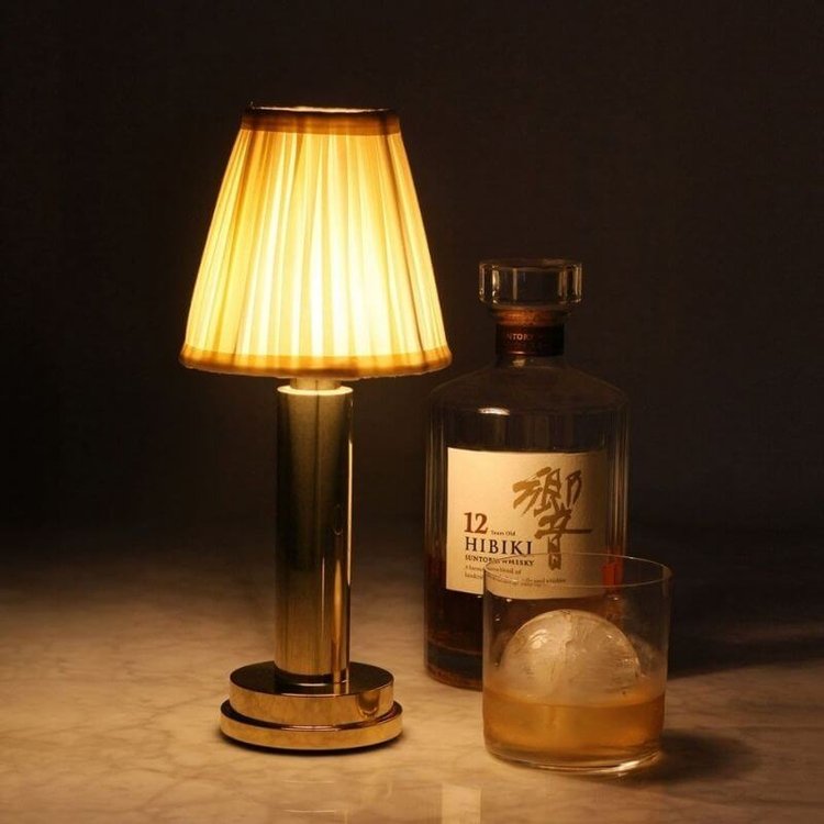 Cordless Brass Table Lamp:  Rechargeable Bulbs, Ideal Battery Charged Lamp for Home Use