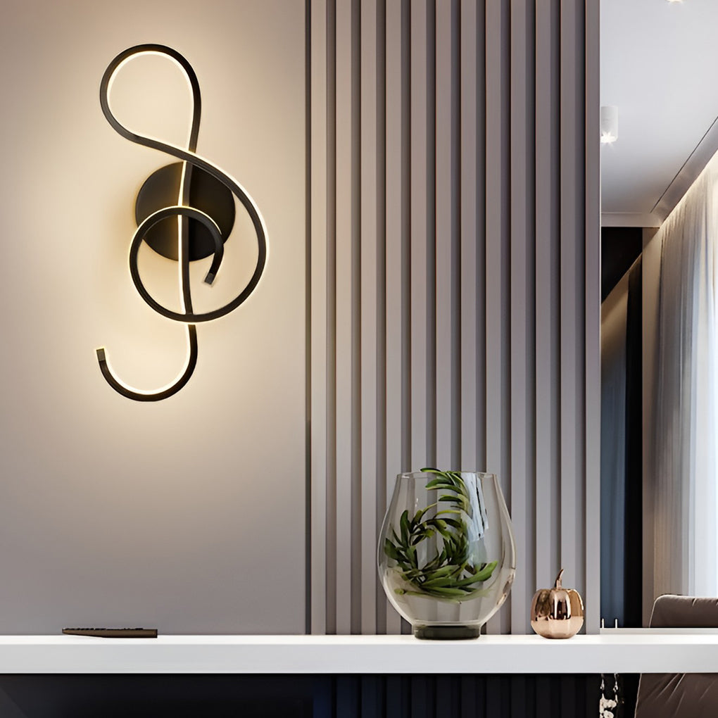 LED Musical Note Wall Sconce Light Fixture - Electroplated Modern Design for Living Room & Bedroom Decor