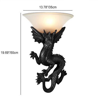 LED Wall Sconce Light Fixture - Traditional European Resin & Glass Design - Semi-Circular 1-Light for Living Room & Hallway