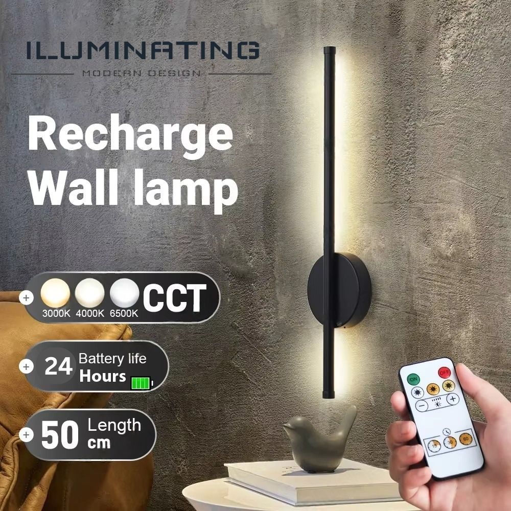 Wireless Modern Wall Light Fixture with Adjustable Brightness for Living Room, Bedroom, and Hallway Lighting