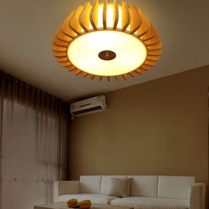 LED Round Ceiling Light Fixture - Solid Wood Design with 3/4/5 Lights for Living Room & Dining Room Lighting