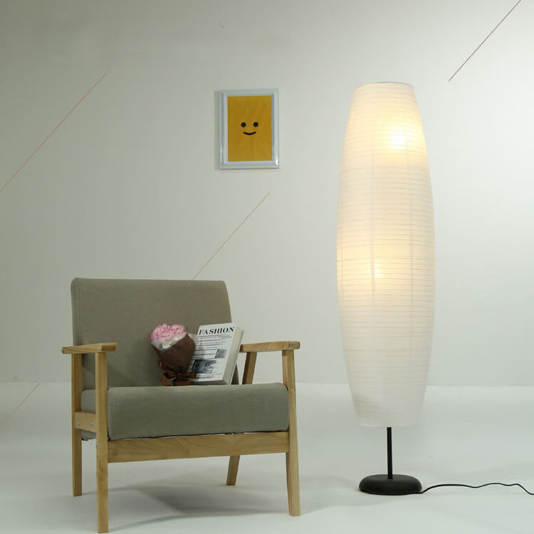 2-Light Standing Floor Lamp with Rice Paper Shade - Nordic Minimalist Design for Living Room & Bedroom